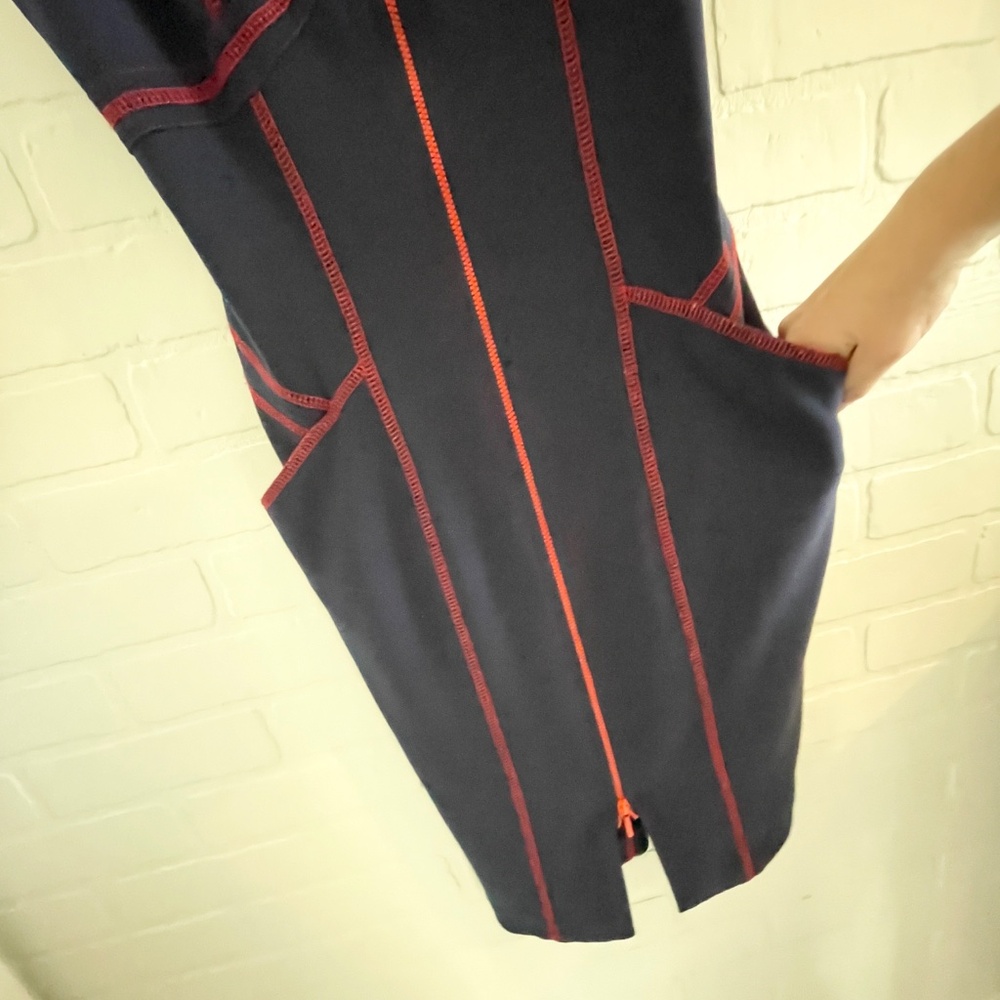 Joseph Ribkoff Futuristic Bodycon Zip Dress Contrast Stitch Statement Pockets 6 - Picture 8 of 15